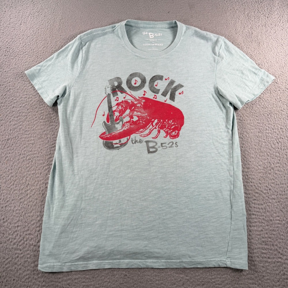 Lucky Brand Shirt B-52s Rock Lobster Mens Large Green Graphic Cotton Band Tee